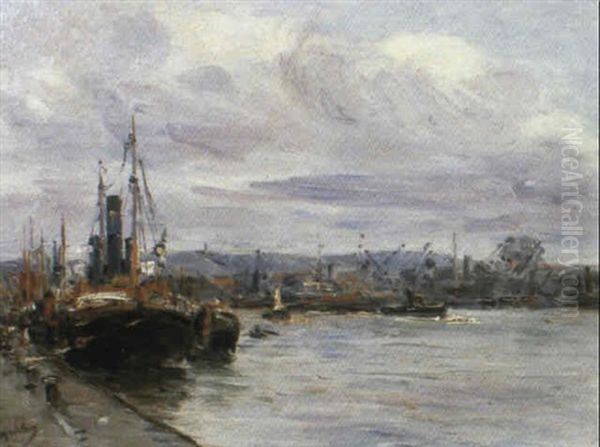 Le Port De Rouen Oil Painting by Gustave Madelain