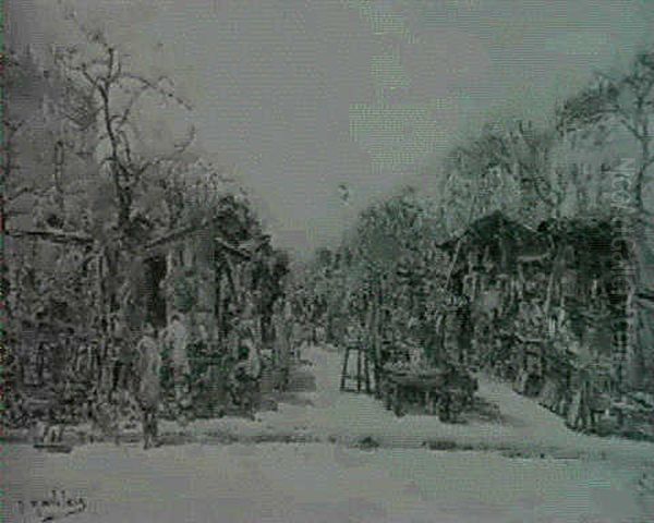 La Foire A La Ferraille, Boulevard Richard Lenoir A Paris Oil Painting by Gustave Madelain