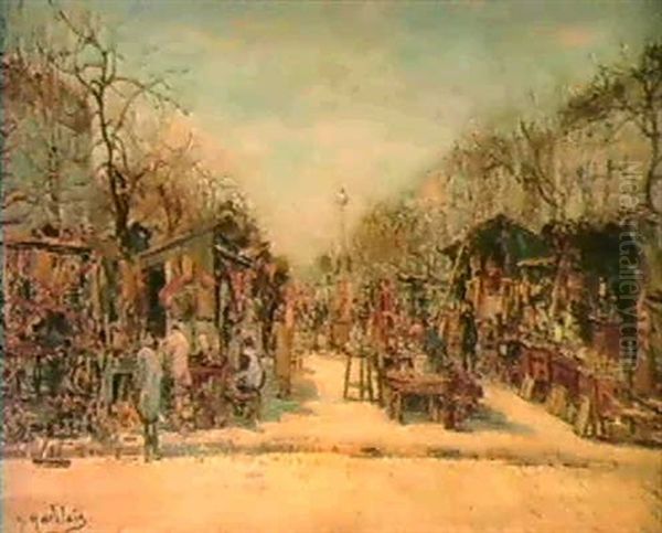 Le Marche Aux Puces, Boulevard, R. Lenoir Oil Painting by Gustave Madelain