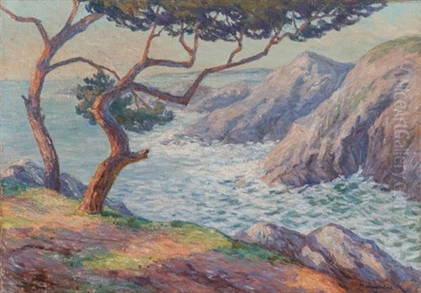 Cote Rocheuse Avec Arbre Et Mer Agitee Oil Painting by Paul Madeline