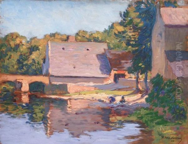 Lavandiere A Pont-scorff Oil Painting by Paul Madeline