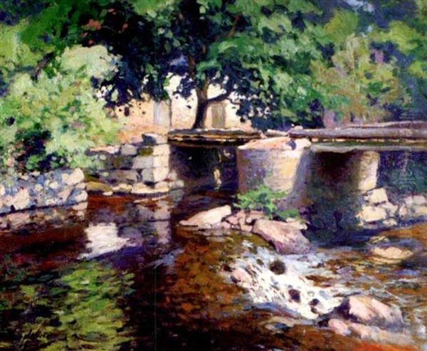 Le Pont De La Folie - Ete Crozant Oil Painting by Paul Madeline