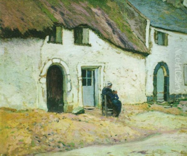 En Bretagne Devant La Chaumiere Oil Painting by Paul Madeline