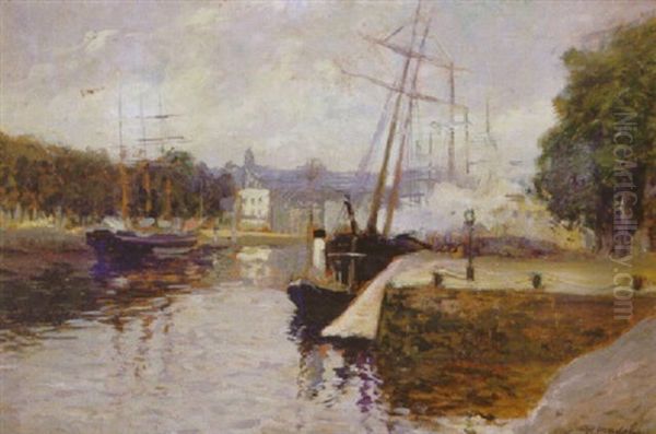 Bateaux A Quai Oil Painting by Paul Madeline