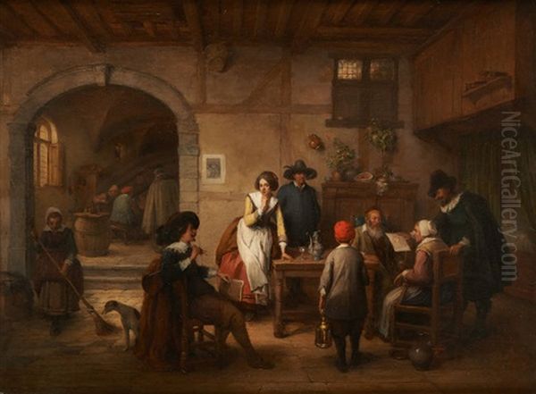 Le Dejeuner Du Peintre Oil Painting by Jean Baptiste Madou