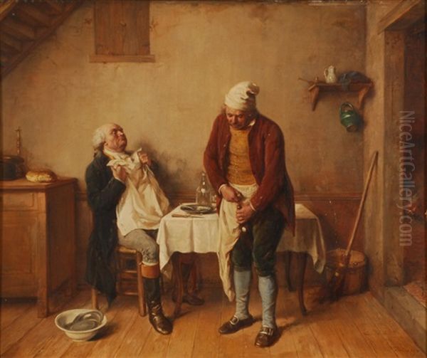 La Bonne Bouteille Oil Painting by Jean Baptiste Madou