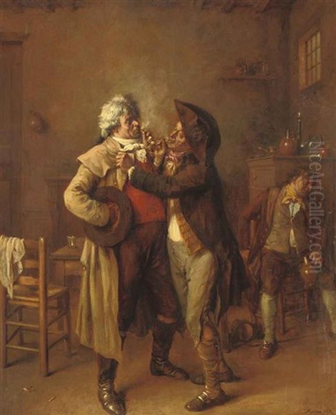 Les Deux Fumeurs Oil Painting by Jean Baptiste Madou