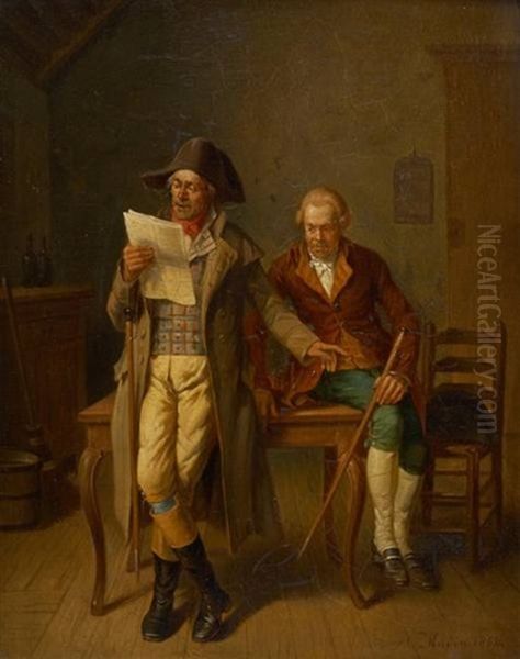 Les Dernieres Nouvelles Oil Painting by Jean Baptiste Madou