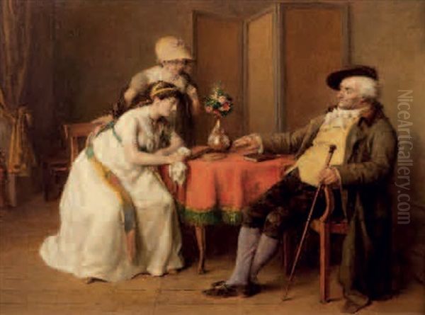 Couple Attable Oil Painting by Jean Baptiste Madou