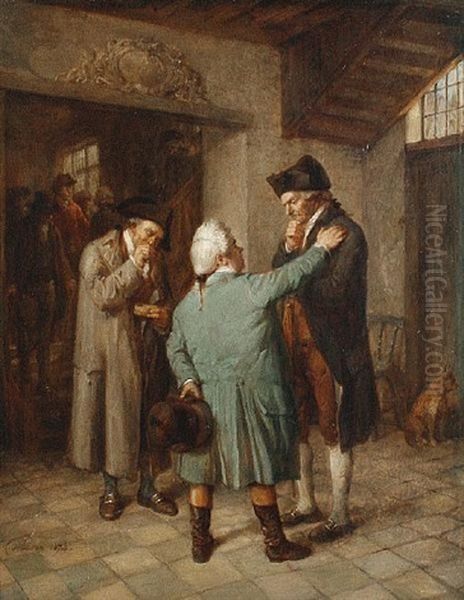 A Reassuring Friend Oil Painting by Jean Baptiste Madou