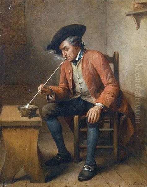 The Pipe Smoker Oil Painting by Jean Baptiste Madou