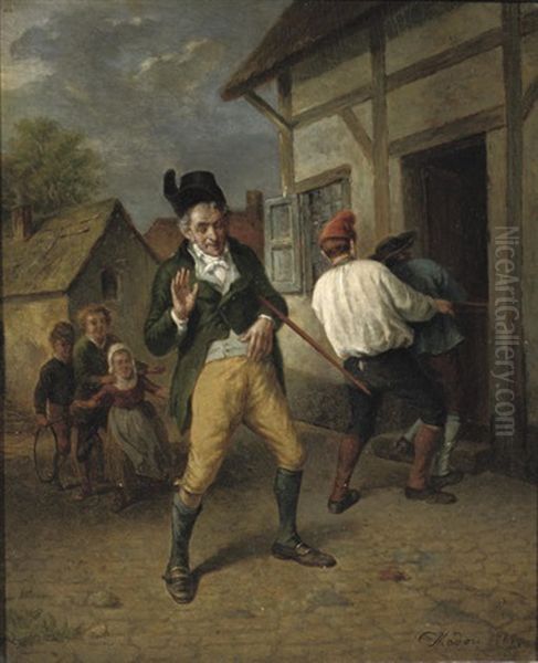 The Bibulous Schoolmaster Oil Painting by Jean Baptiste Madou