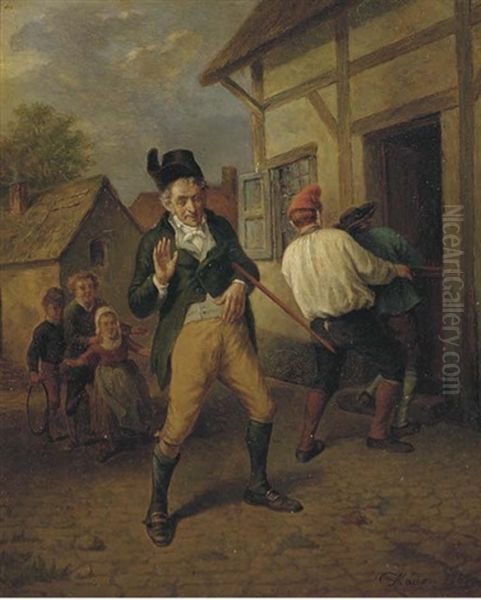 The Bibulous Schoolmaster Oil Painting by Jean Baptiste Madou