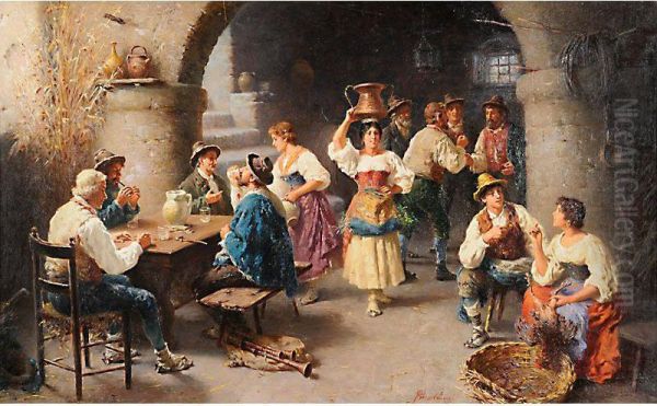 Scena Di Taverna Oil Painting by Francesco Bergamini