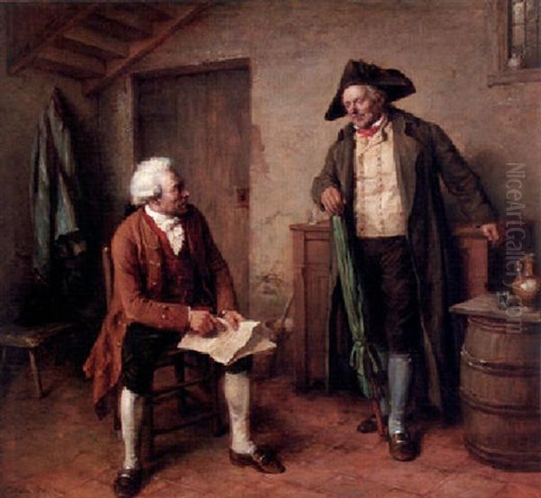 Village Politics Oil Painting by Jean Baptiste Madou