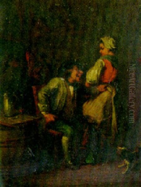 A Tavern Scene Oil Painting by Jean Baptiste Madou