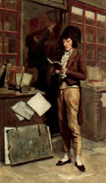 At The Bookstore Oil Painting by Jean Baptiste Madou