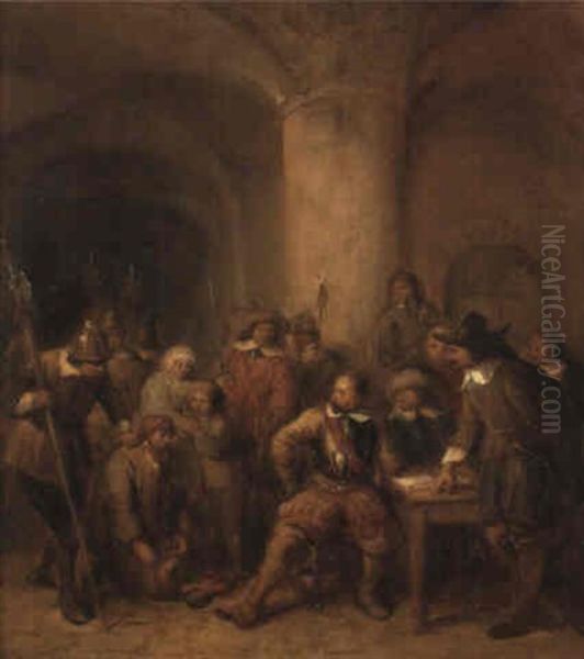 Voor De Autoriteiten Oil Painting by Jean Baptiste Madou