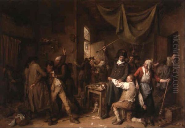 La Rixe Oil Painting by Jean Baptiste Madou