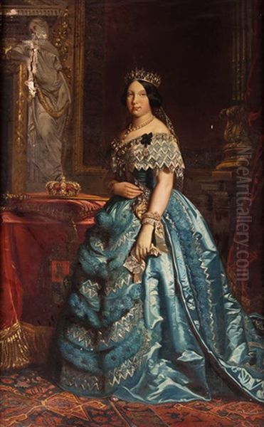 Retrato De Isabel Ii, De Cuerpo Entero, Con Banda De Carlos Iii Y Cruz De La Orden De Las Damas De La Cruz Estrellada by Federico De Madrazo De Ochoa