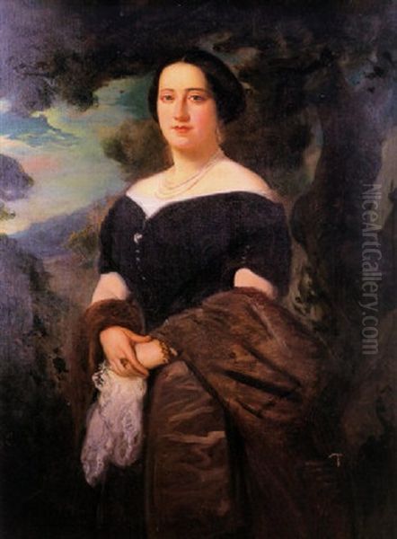 Retrato De Dama Oil Painting by Federico De Madrazo De Ochoa