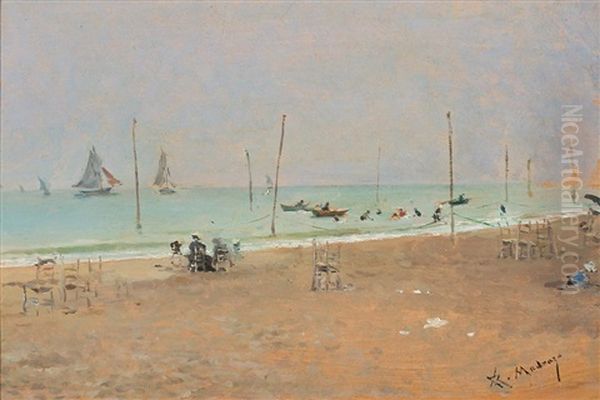 Una Playa Oil Painting by Raimundo de Madrazo y Garreta