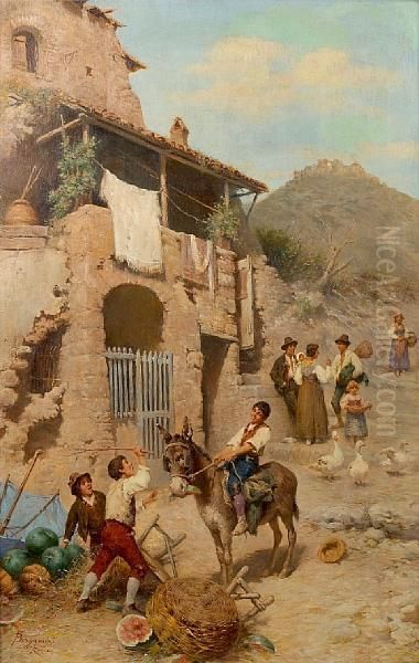 The Donkey's Reward Oil Painting by Francesco Bergamini