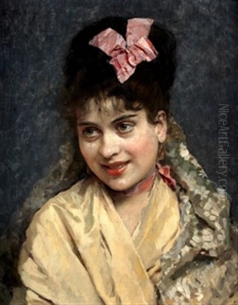 Retrato De La Modelo Aline Masson Oil Painting by Raimundo de Madrazo y Garreta