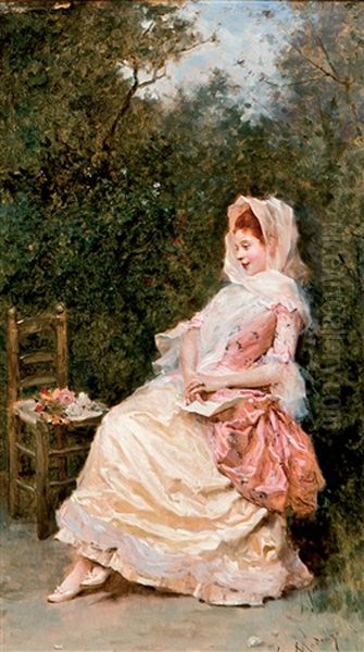 La Carta Oil Painting by Raimundo de Madrazo y Garreta