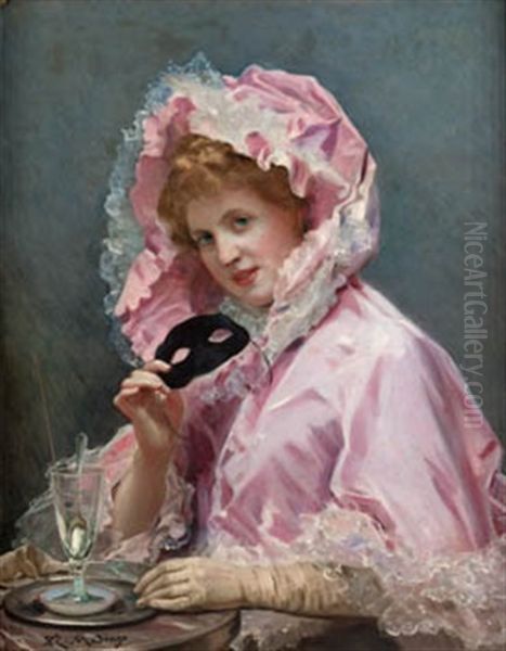 Dama Con Antifaz Oil Painting by Raimundo de Madrazo y Garreta