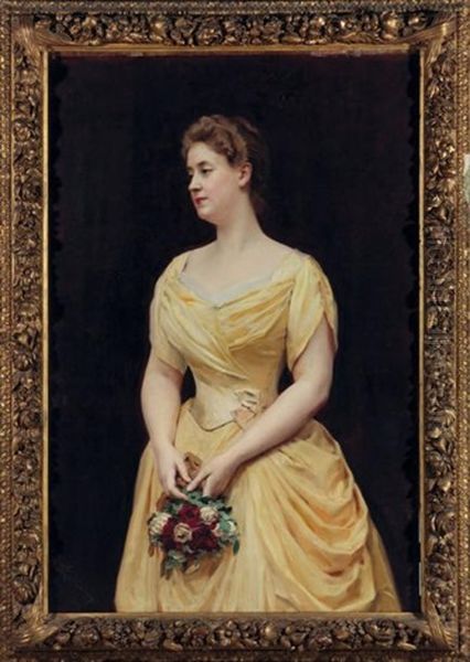 Ellen Ridgway, Nee Munroe, En Robe Jaune Oil Painting by Raimundo de Madrazo y Garreta