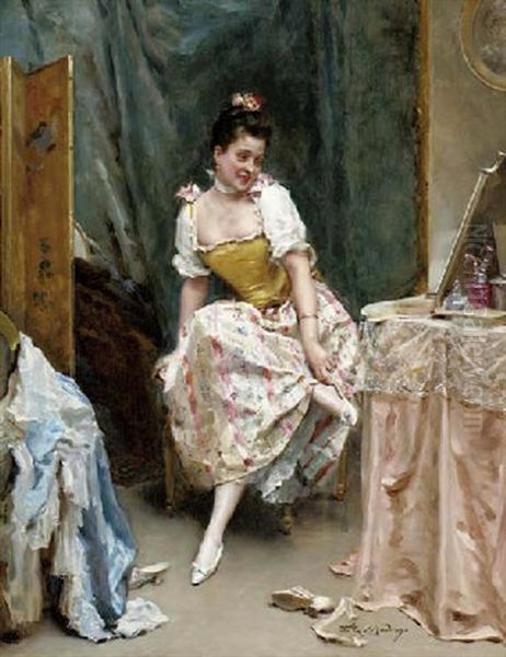 Aline En El Tocador Oil Painting by Raimundo de Madrazo y Garreta