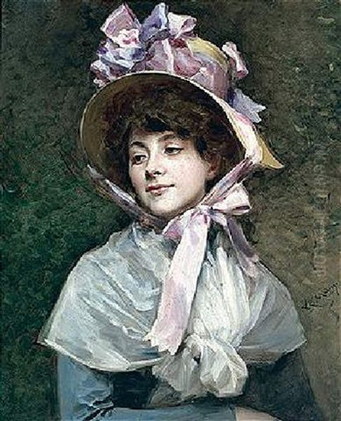 Dama Con Sombrero Oil Painting by Raimundo de Madrazo y Garreta