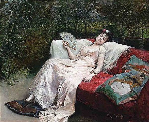 La Siesta Oil Painting by Raimundo de Madrazo y Garreta