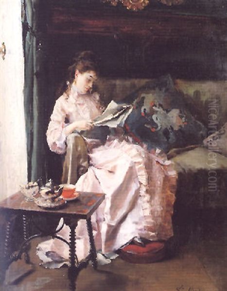 La Hora Del Te Oil Painting by Raimundo de Madrazo y Garreta