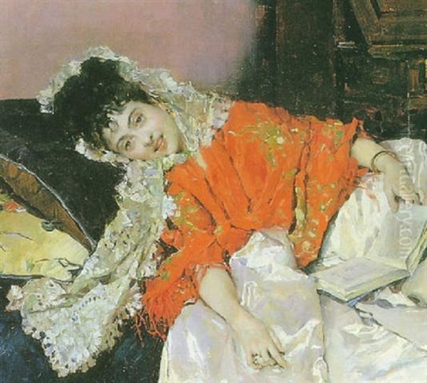 La Lectura (aline Mason) Oil Painting by Raimundo de Madrazo y Garreta