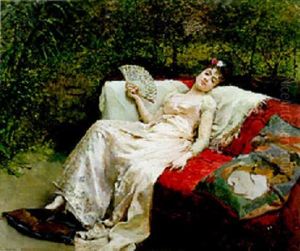 The Siesta Oil Painting by Raimundo de Madrazo y Garreta