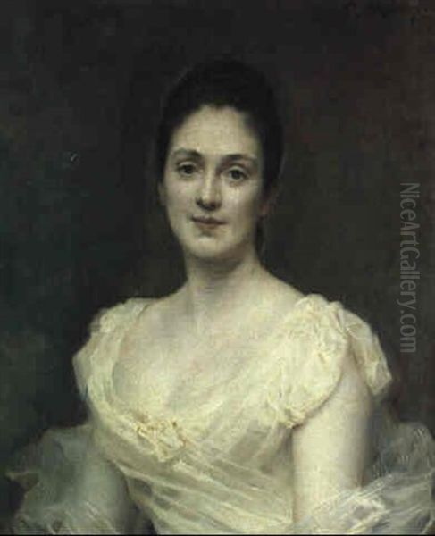 Elegante En Robe Blanche Oil Painting by Raimundo de Madrazo y Garreta