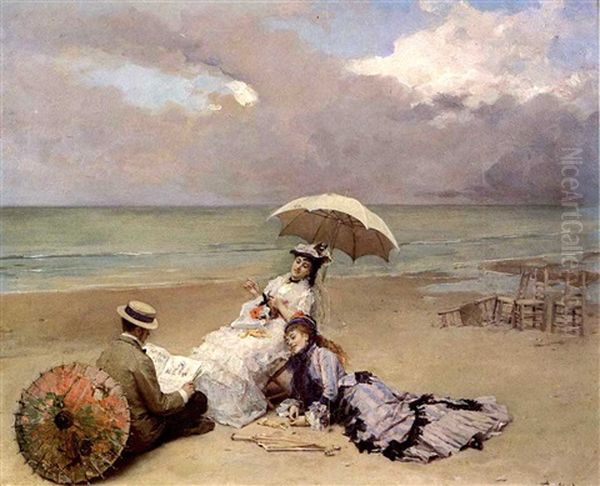 The Japanese Parasol Oil Painting by Raimundo de Madrazo y Garreta