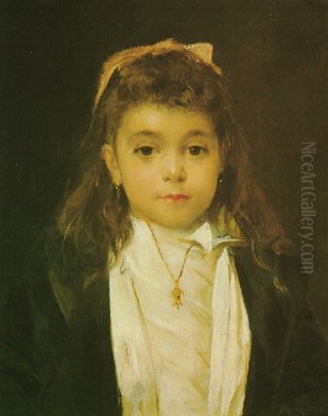 Retrato De Nina Oil Painting by Raimundo de Madrazo y Garreta