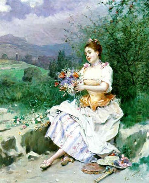 The Bouquet Of Flowers Oil Painting by Raimundo de Madrazo y Garreta