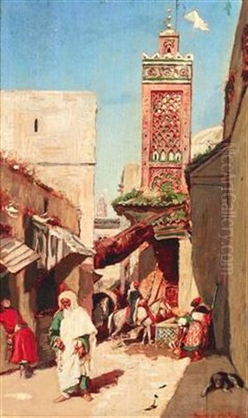 Street Scene Oil Painting by Ricardo de Madrazo y Garreta