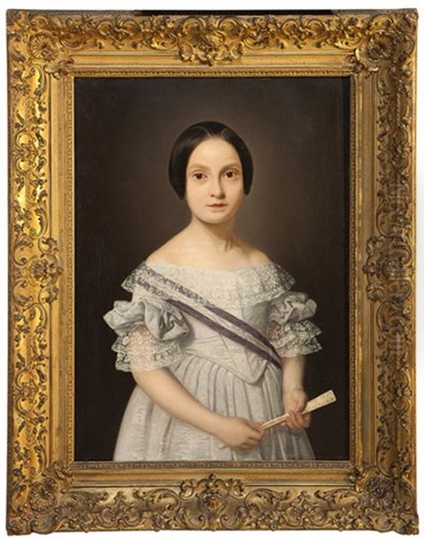 Retrato De La Infanta Luisa Fernanda De Borbon, Nina Oil Painting by Federico de Madrazo y Kuntz