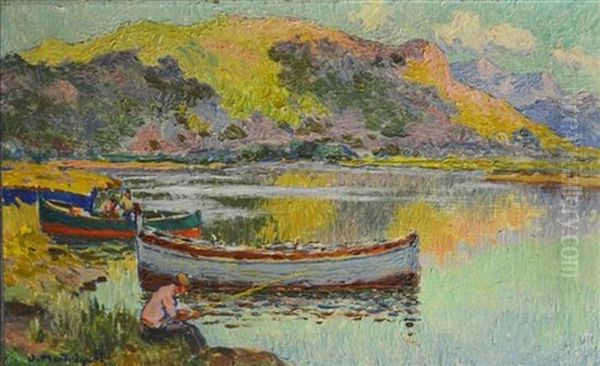 Fishermen In Corsica Oil Painting by Olynthe Madrigali