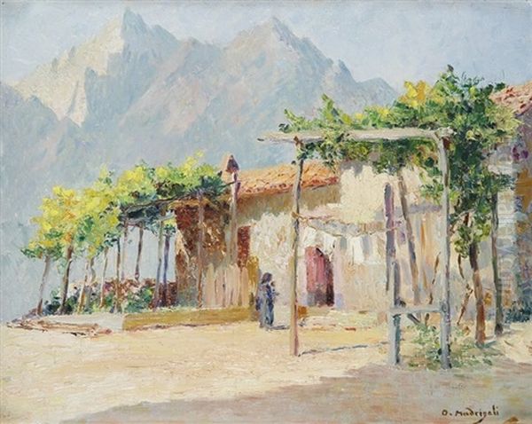 Corse, Maison A Tavera Devant Le Monte D'oro Oil Painting by Olynthe Madrigali