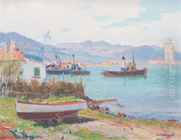 Port De Tenes En Algerie Oil Painting by Olynthe Madrigali