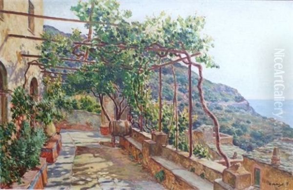 La Maison Bastiani, La Treille (rogliano)(cap Corse) Oil Painting by Olynthe Madrigali