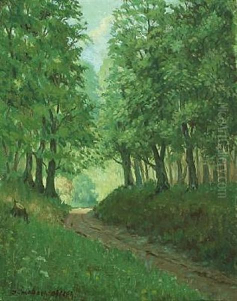 Forest Scene Oil Painting by Jeppe Madsen Ohlsen