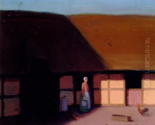 Mod Aften I Den Gamle Gard, Sejs Oil Painting by Jeppe Madsen Ohlsen