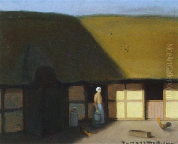 Mod Aften I Den Gamle Gard, Sejs Oil Painting by Jeppe Madsen Ohlsen